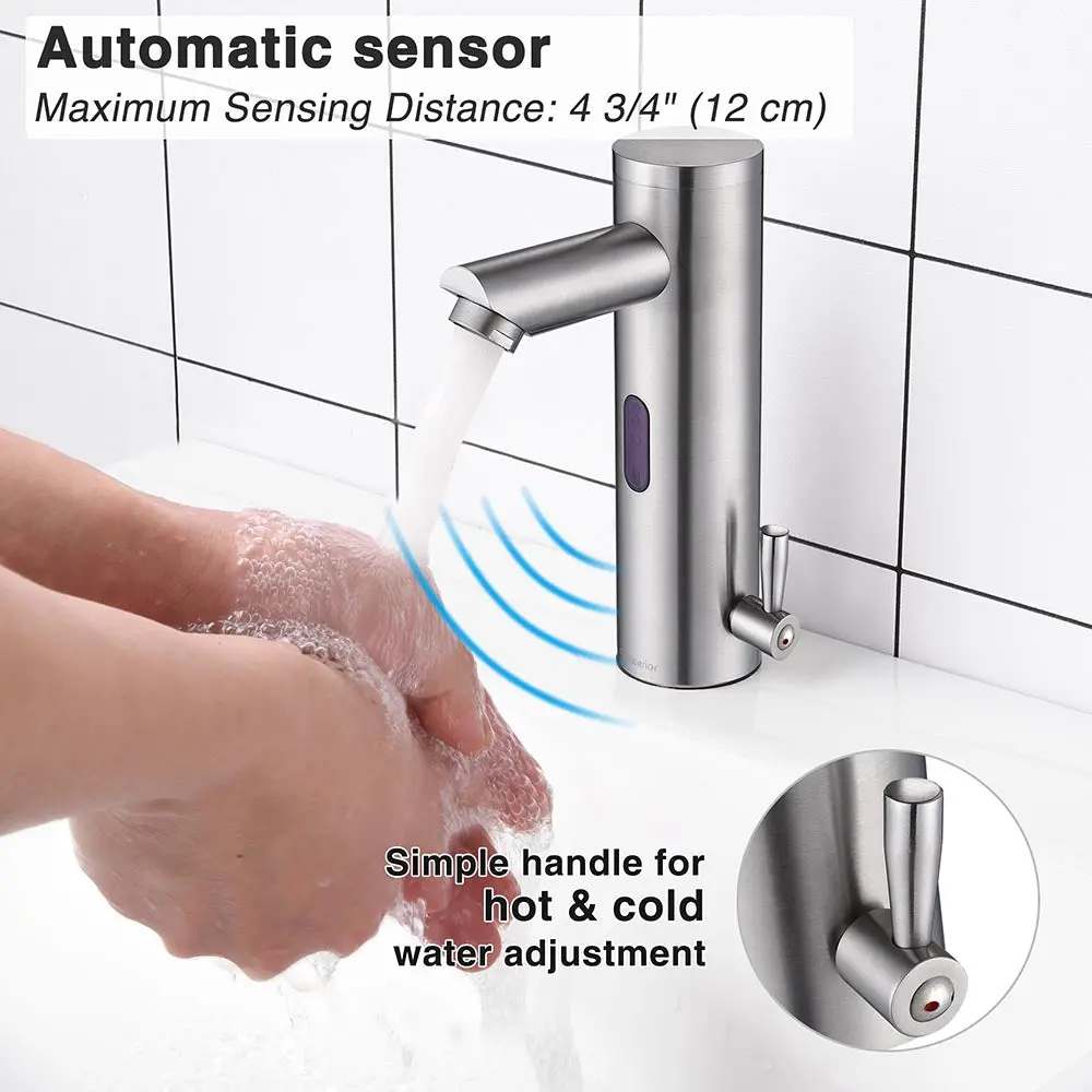 Aquaterior Touchless Lavatory Sink Faucet Hot & Cold 8" 2