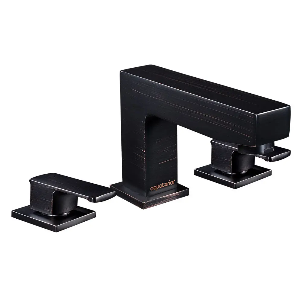 Aquaterior Widespread Faucet 3-Hole 2-Handle Cold Hot 4"H, Oil Rubbed Bronze 1