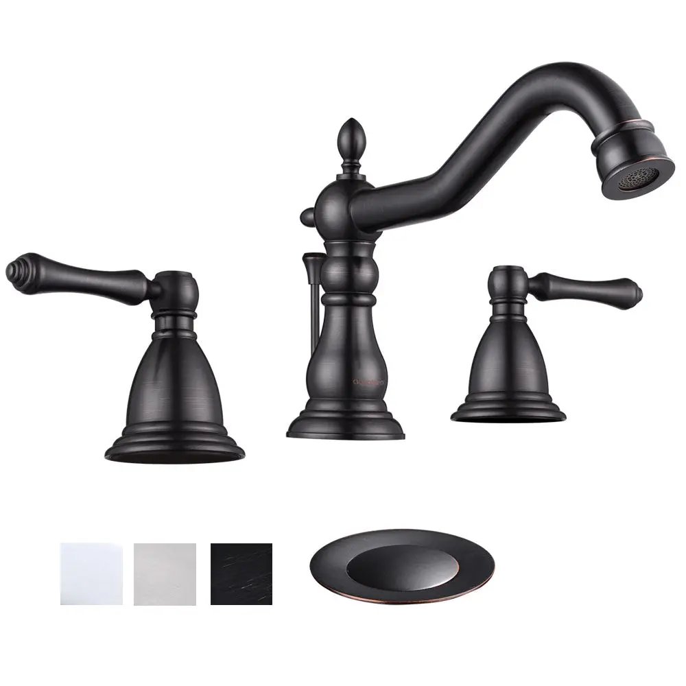 Aquaterior Widespread Faucet W/ Drain 3-Hole 2-Handle Cold Hot 6"H 1