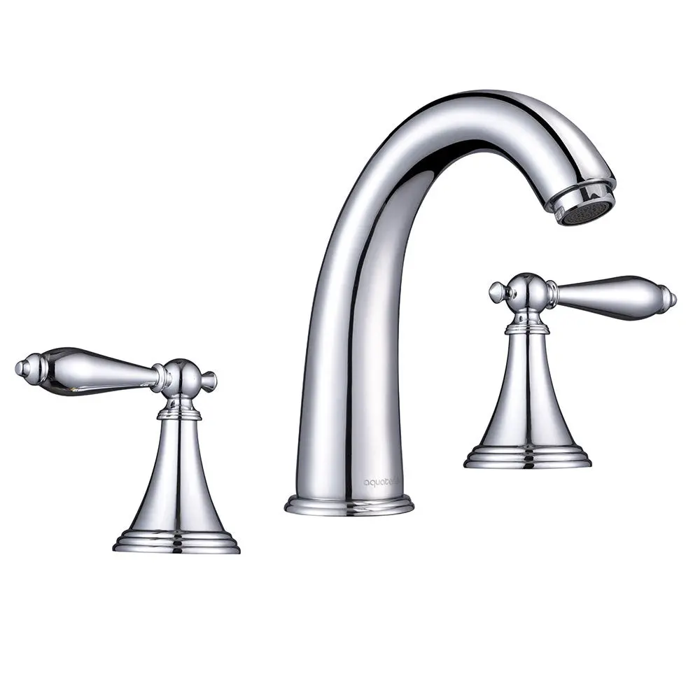 Aquaterior Widespread Faucet 3-Hole 2-Handle Cold Hot 6.7"H Chrome 1
