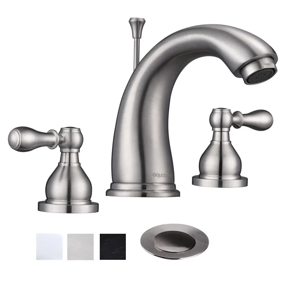 Aquaterior Widespread Faucet W/ Drain 3-Hole 2-Handle Cold Hot 4.7"H 1