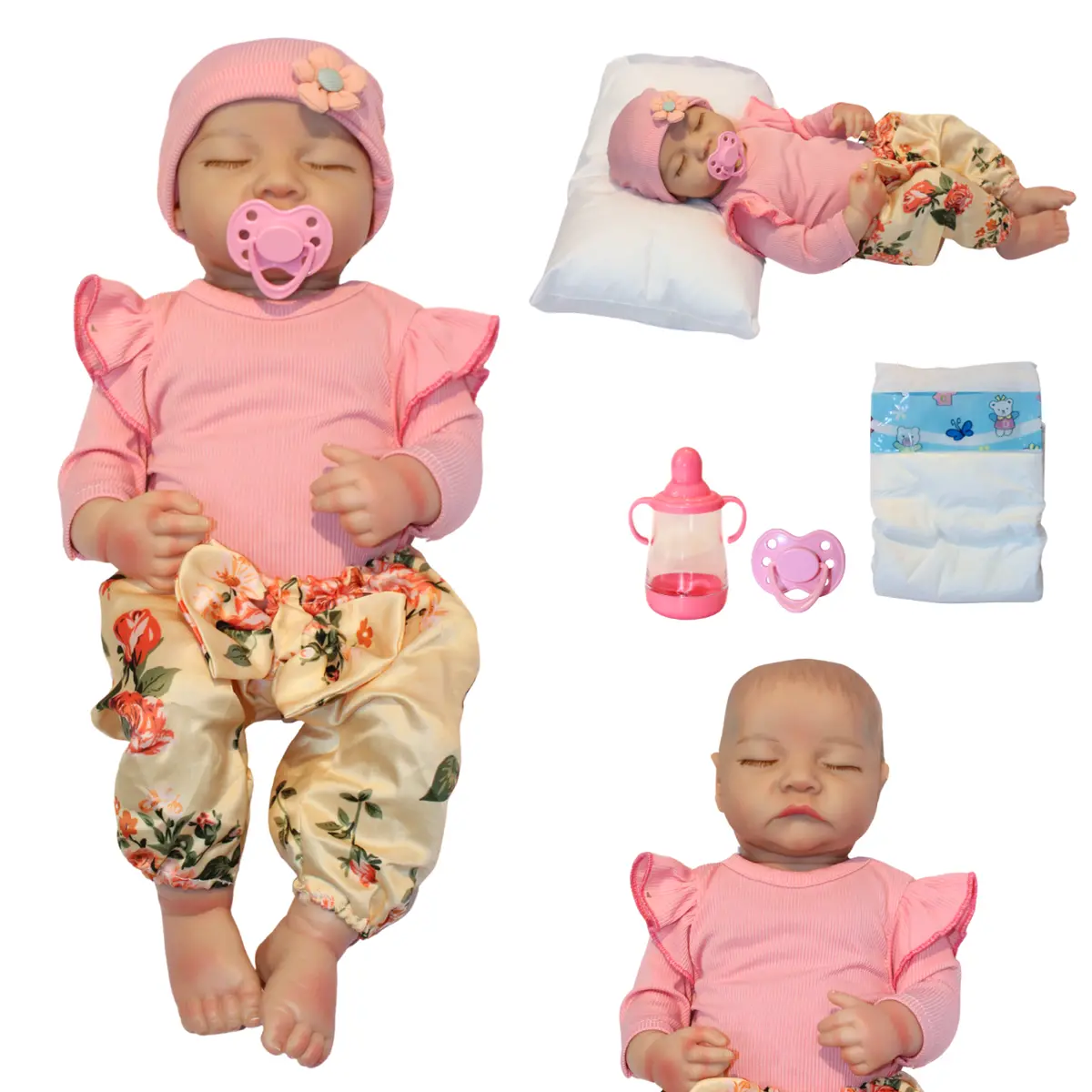 Muñeca Reborn María 48Cm | Silicona Suave | Durmiente Realista | Pintada A Mano Y Set De Cuidado Ese 1
