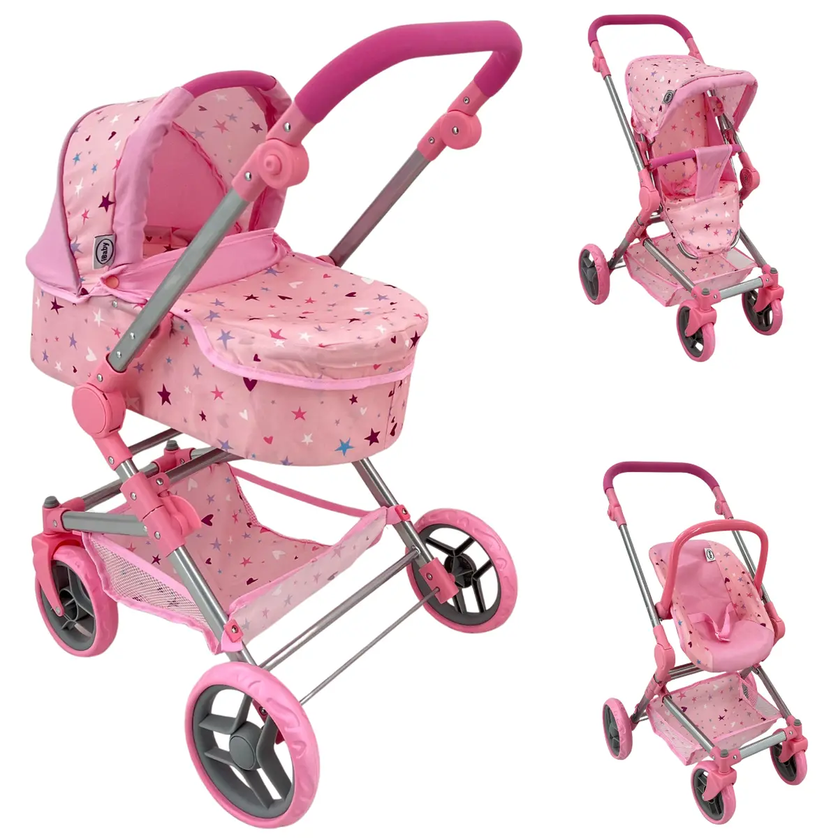 Carriolita De Juguete 3En1 Star Pink Combo Tré Ibaby 1