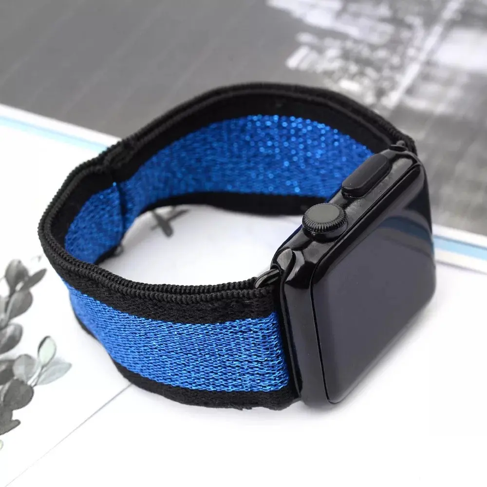 Stretchable Elastic Shimmering Blue Print Band For Apple Watch 1