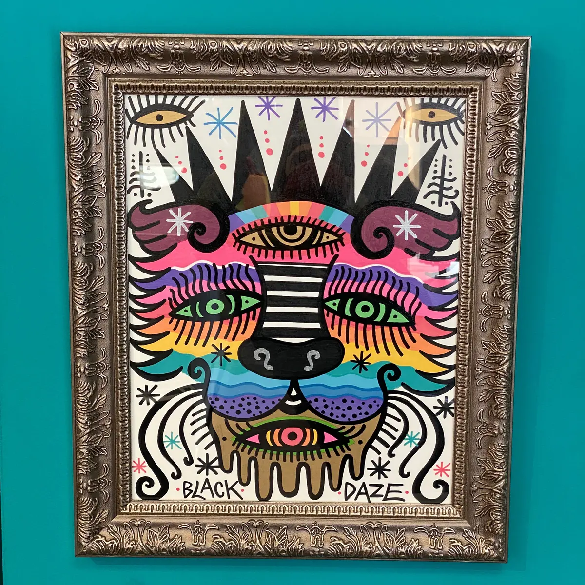 Black Daze Rainbow Lion Painting 1