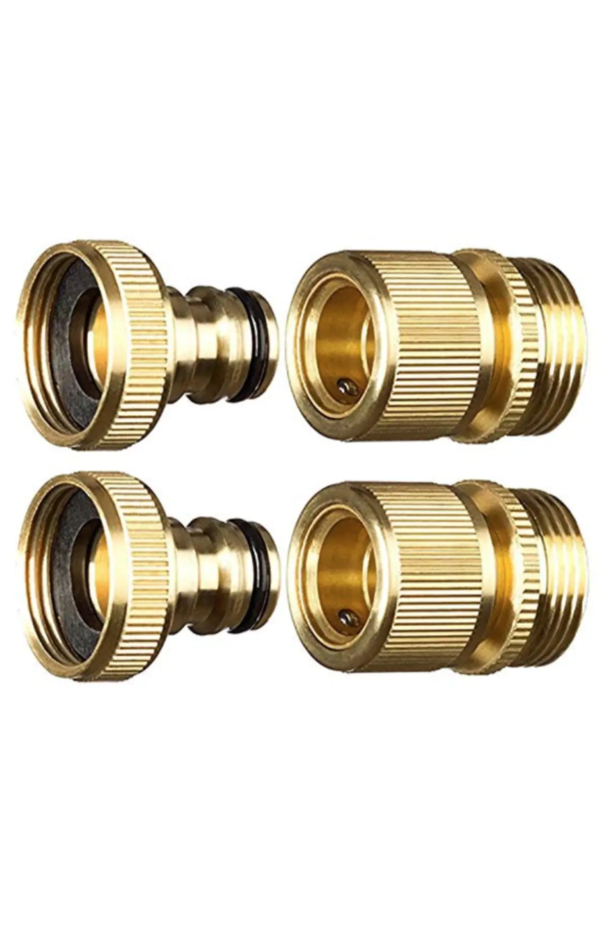 Hose Quick Connects - Male To Male Threaded Water Hose - Set Of 2 Brass 1