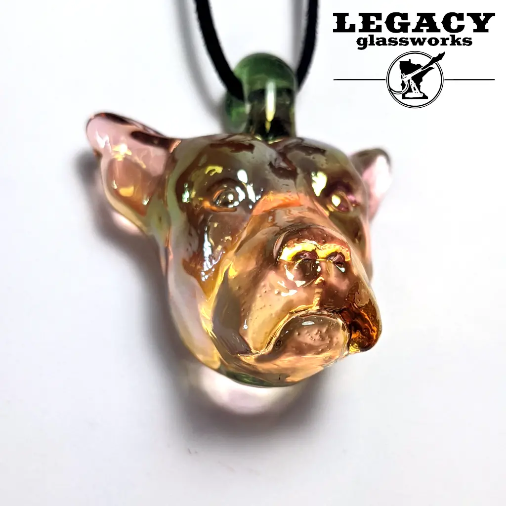 Cherry Glass Fumed Bulldog Pendant 1