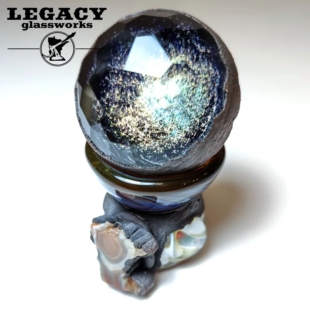 Gram Master Jay X Dblock Facets Heady Faceted Opal Marble W/Minnesota Agate Stand 1