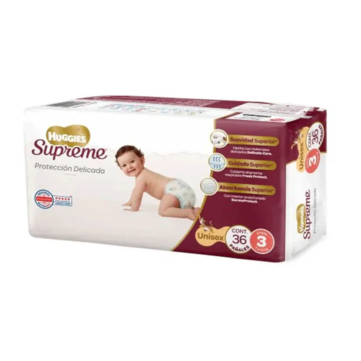 Pañal Huggies Supreme Etapa 3 Unisex 36 Piezas 1