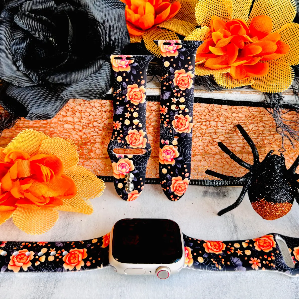 Haunted Blossoms Print Silicone Band For Apple Watch 1