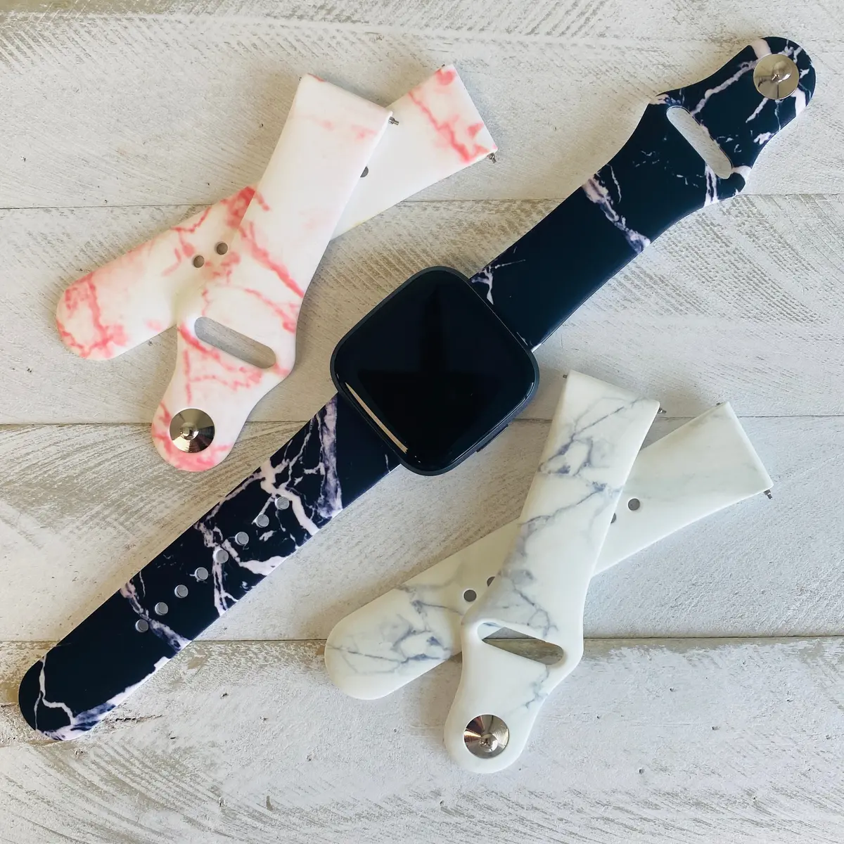 Marble Print Silicone Band For Fitbit Versa 1/2 Multiple Colors Available 1