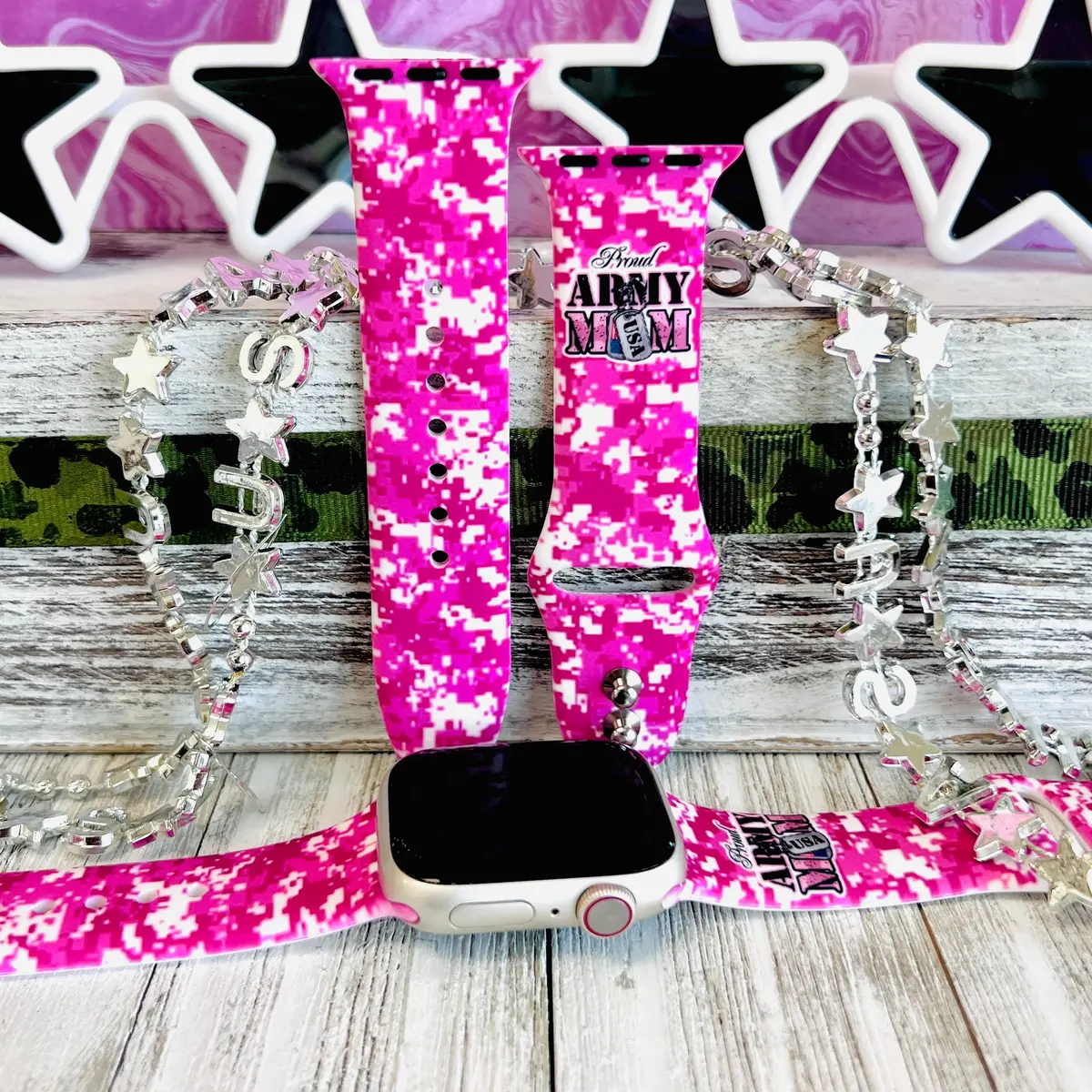 Proud Army Mom Print Silicone Band For Apple Watch 1