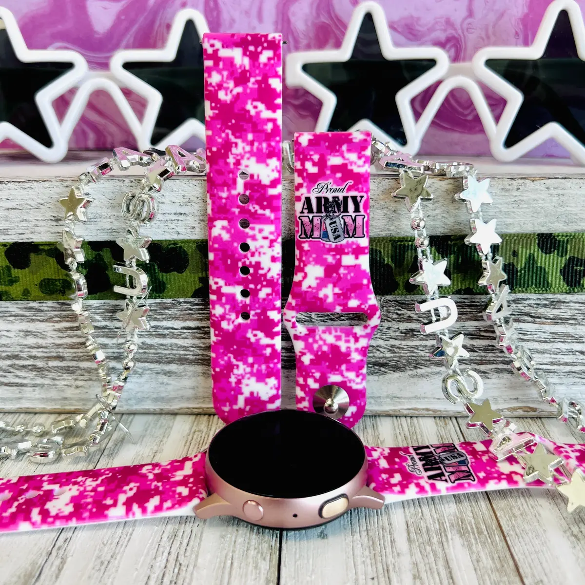 Proud Army Mom Print Silicone Band For Samsung Watch 1