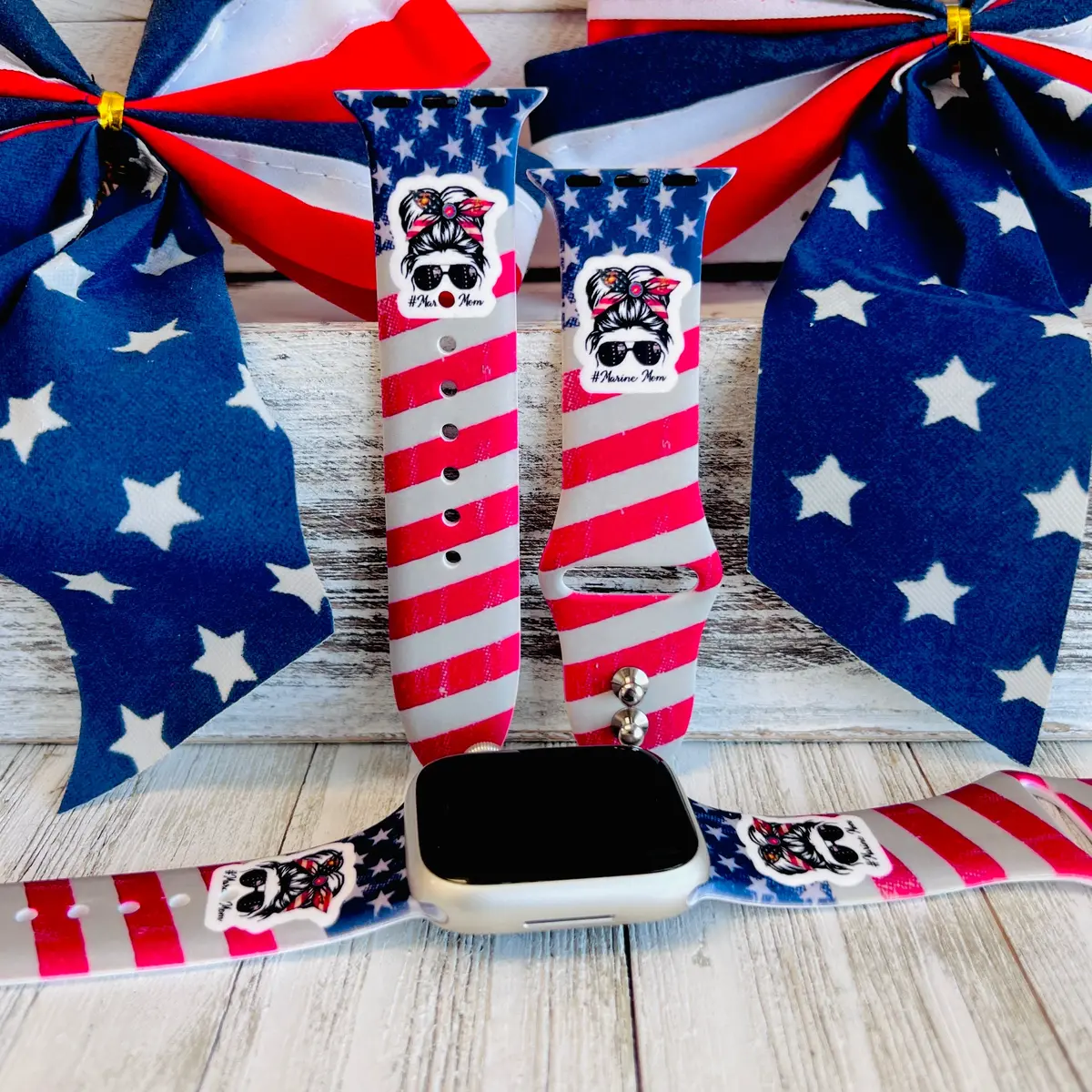 #Marine Mom Print Silicone Band For Apple Watch 1