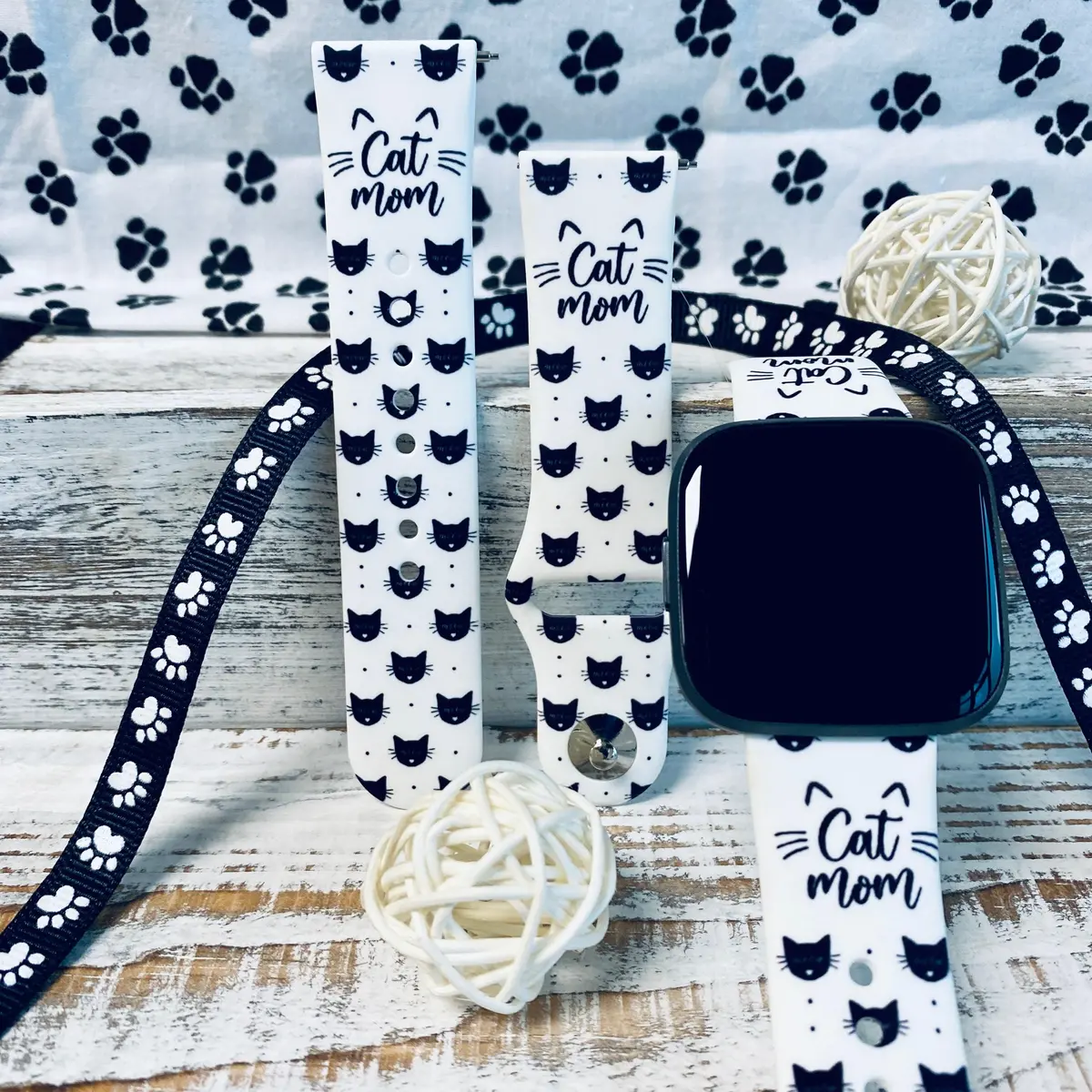 Cat Mom Print Silicone Band For Fitbit Versa 1/2 1