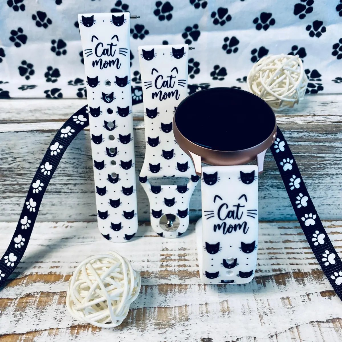 Cat Mom Print Silicone Band For Samsung Watch 1