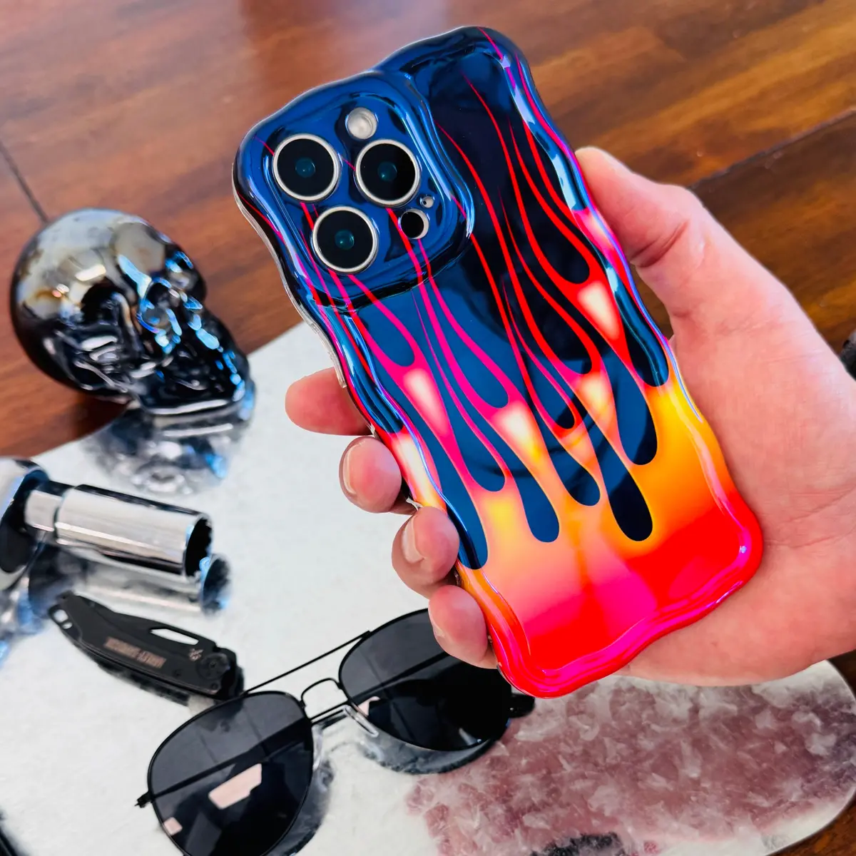 Hot Rod Flame Wavy Luxe Magsafe Case For Iphone 1