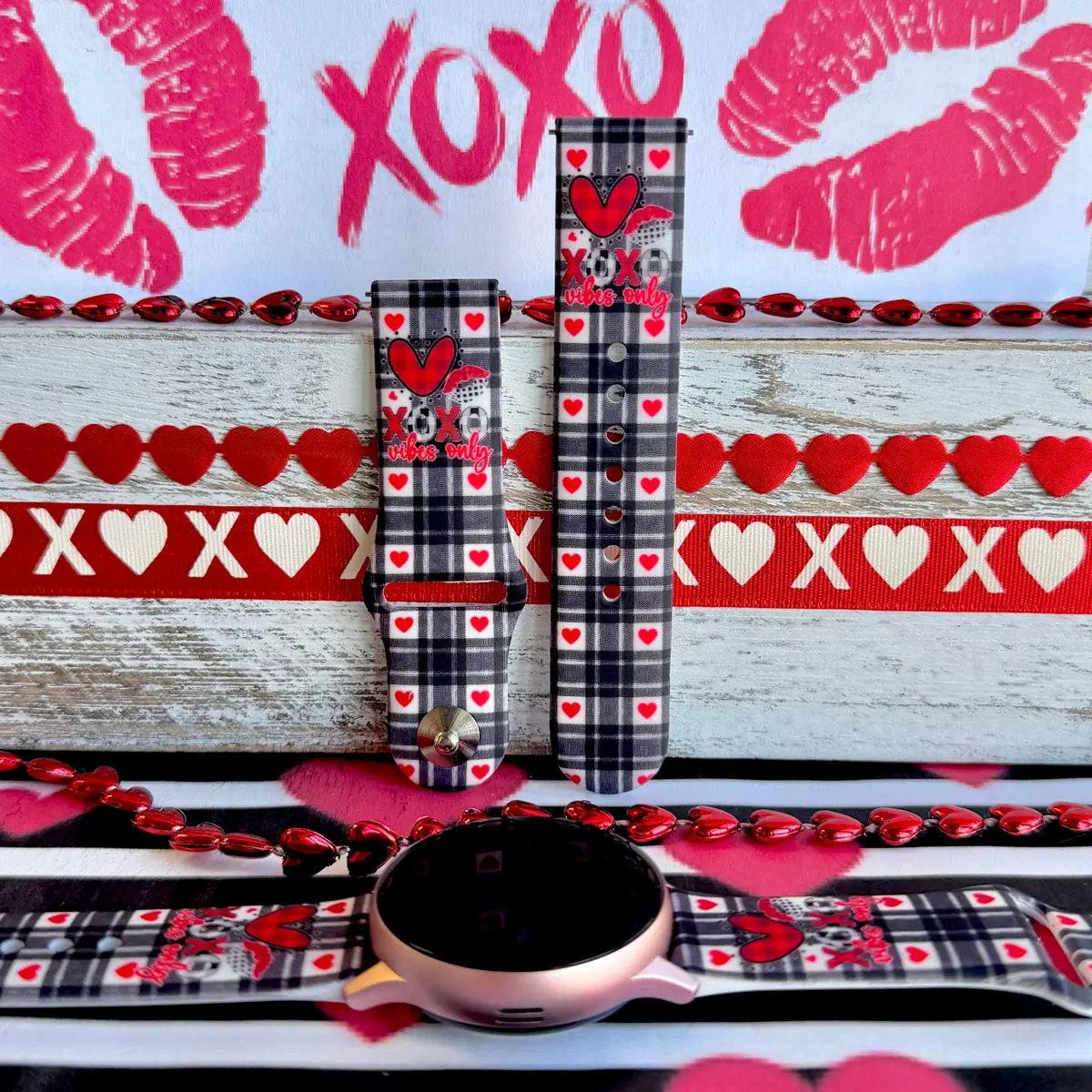Plaid Crush Vibes Print Silicone Band For Samsung Watch 1