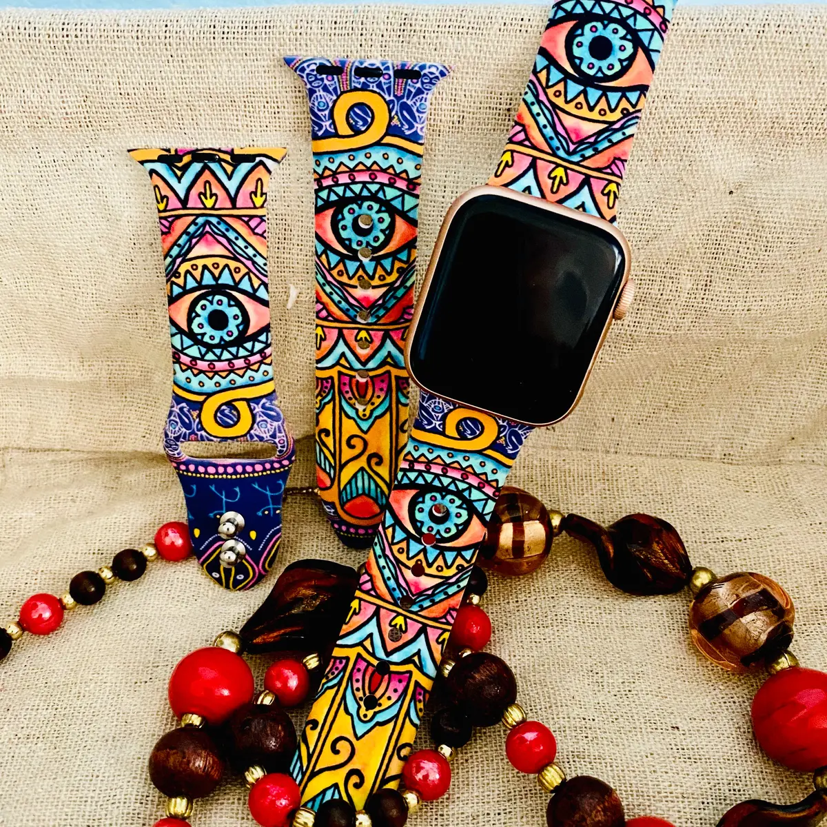 Protective Evil Eye Print Silicone Band For Apple Watch 1