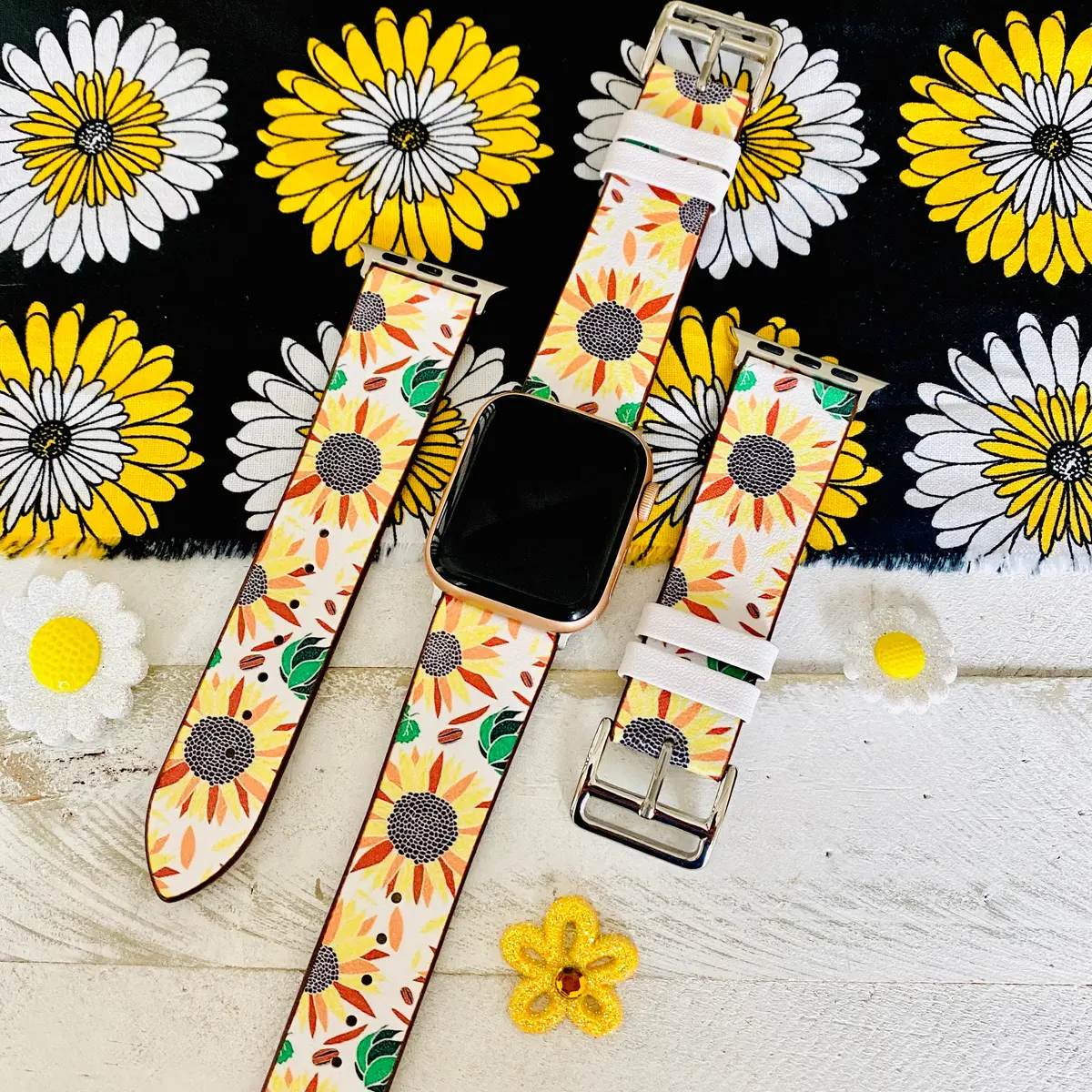 Sunflower Leather Band For Apple Watch 1