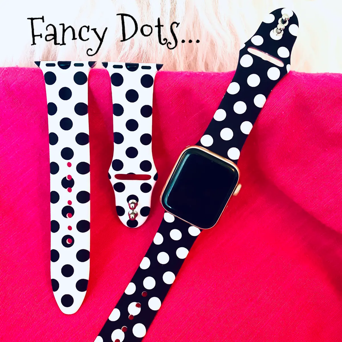 Polka Dot Print Silicone Band For Apple Watch Two Colors Available 1