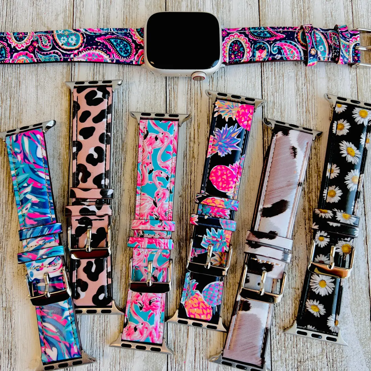 Fancy Printed Leather Bands For Apple Watch Multiple Designs Available 1