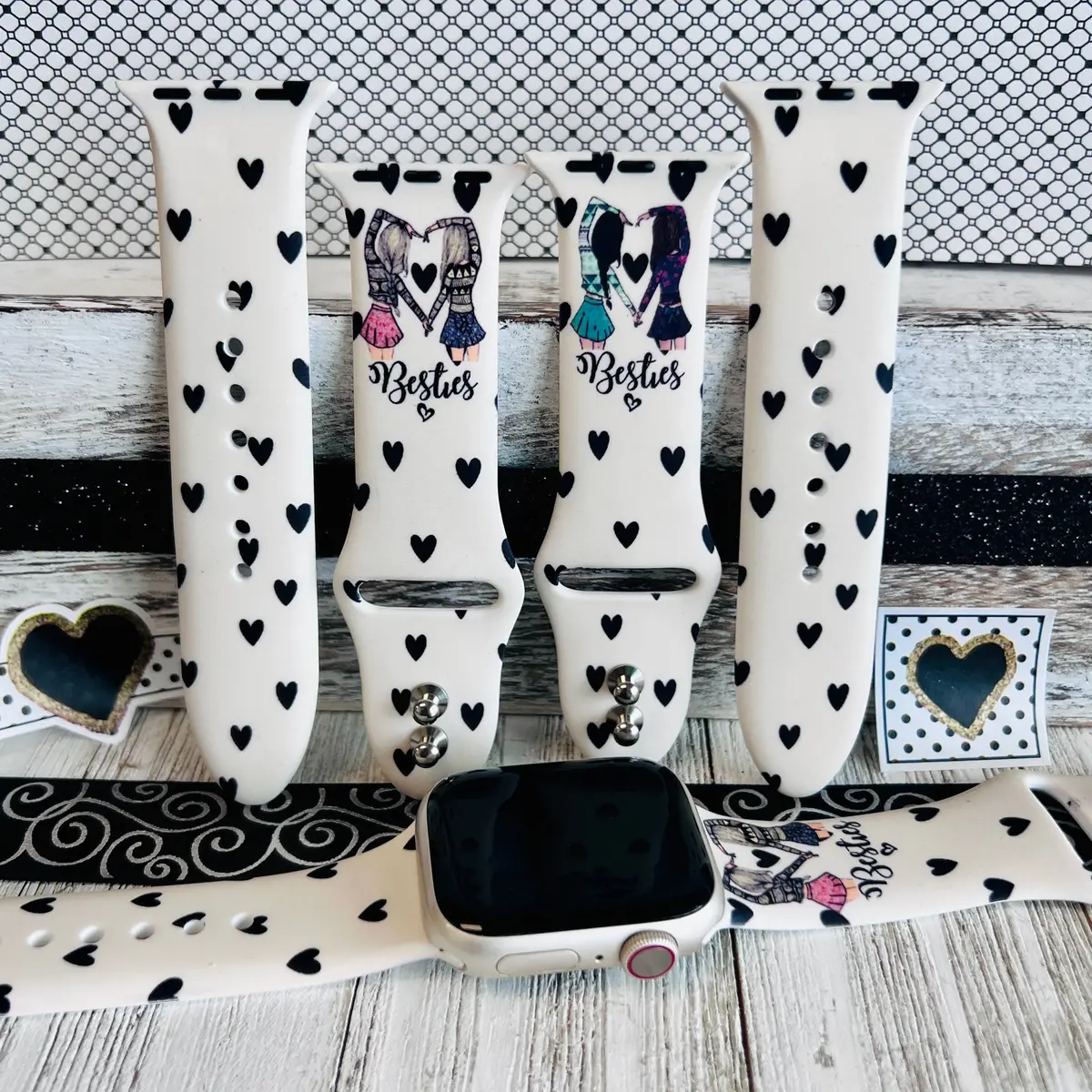 Besties Print Silicone Band For Apple Watch (Two Colors Available) 1