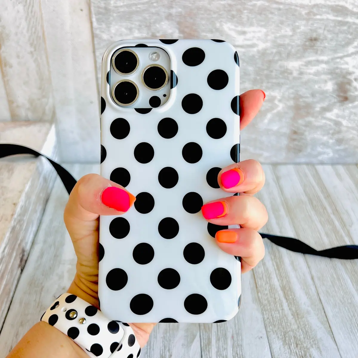 White Polka Dot Phone Case For Iphone 1