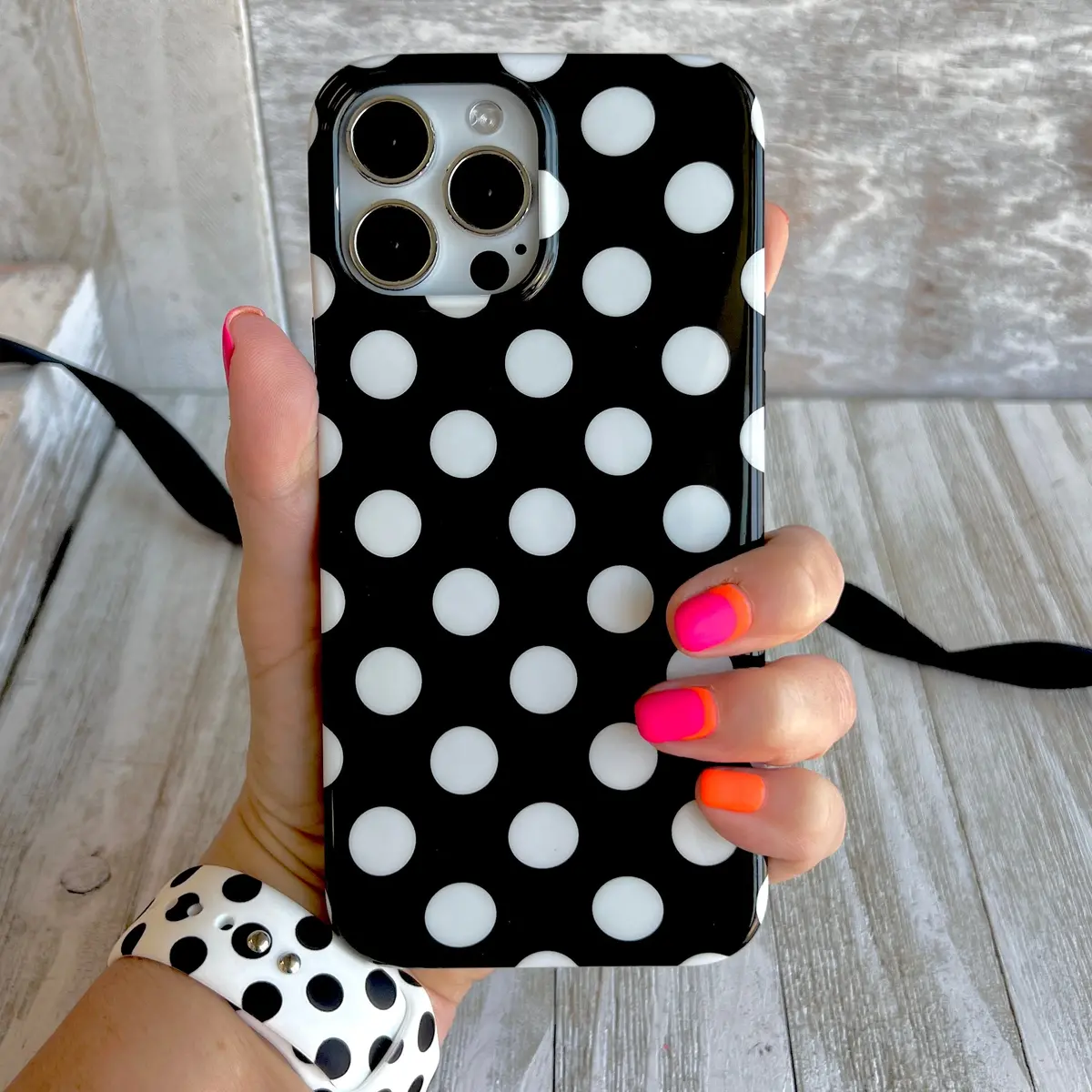 Black Polka Dot Phone Case For Iphone 1