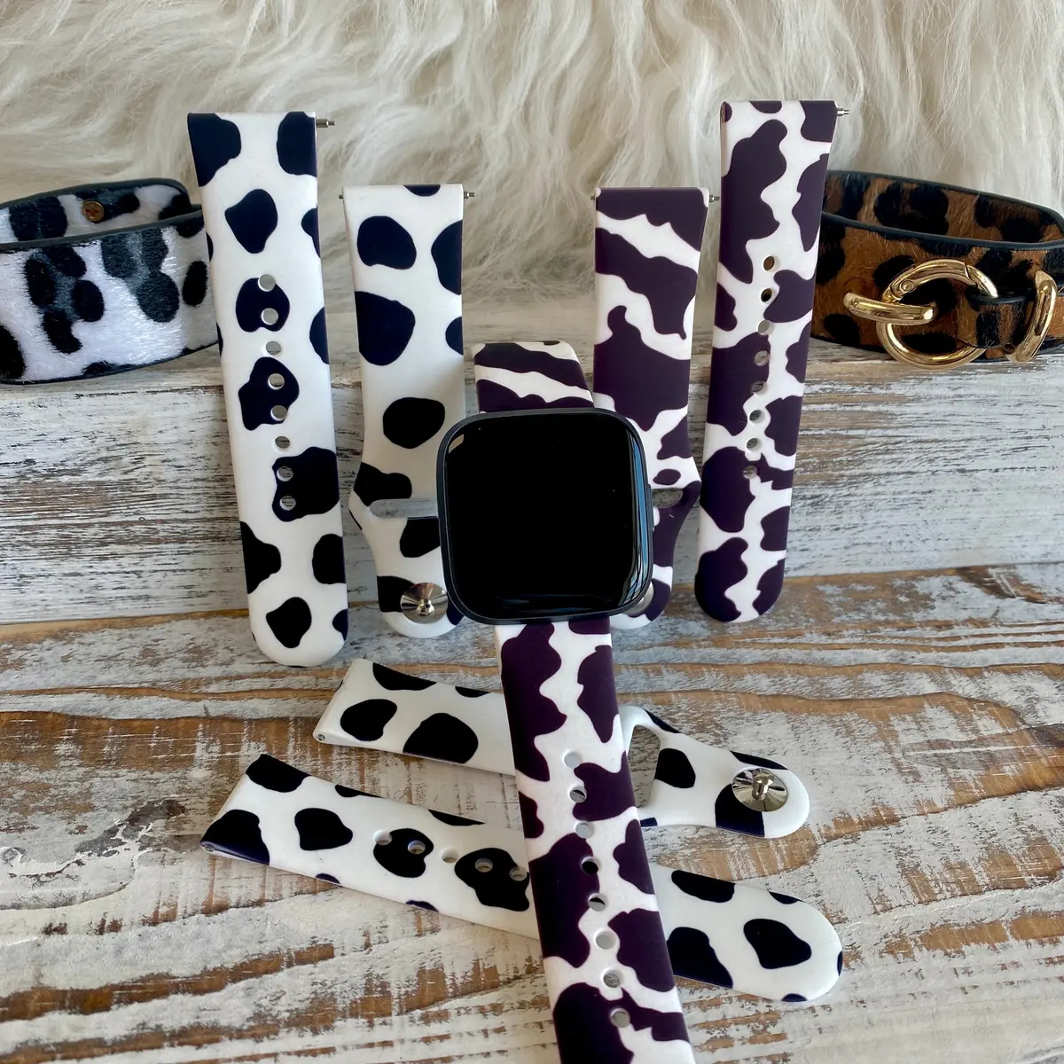 Nashville Cow Print Silicone Band For Fitbit Versa 1/2 Two Colors Available 1
