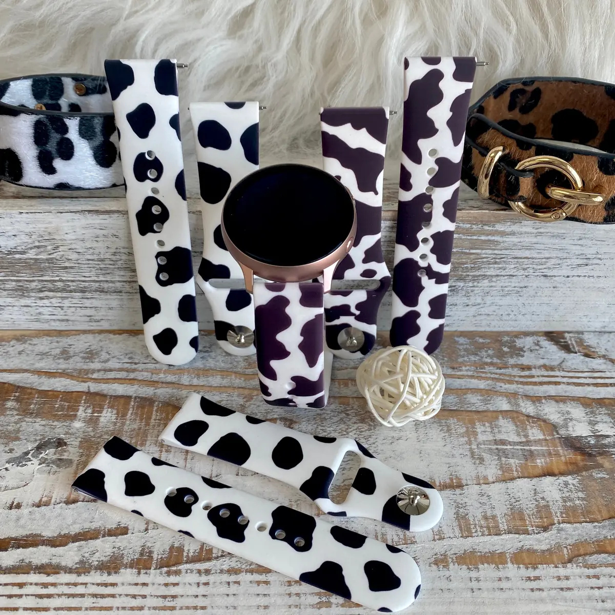 Nashville Cow Print Silicone Band For Samsung Watch Two Colors Available 1