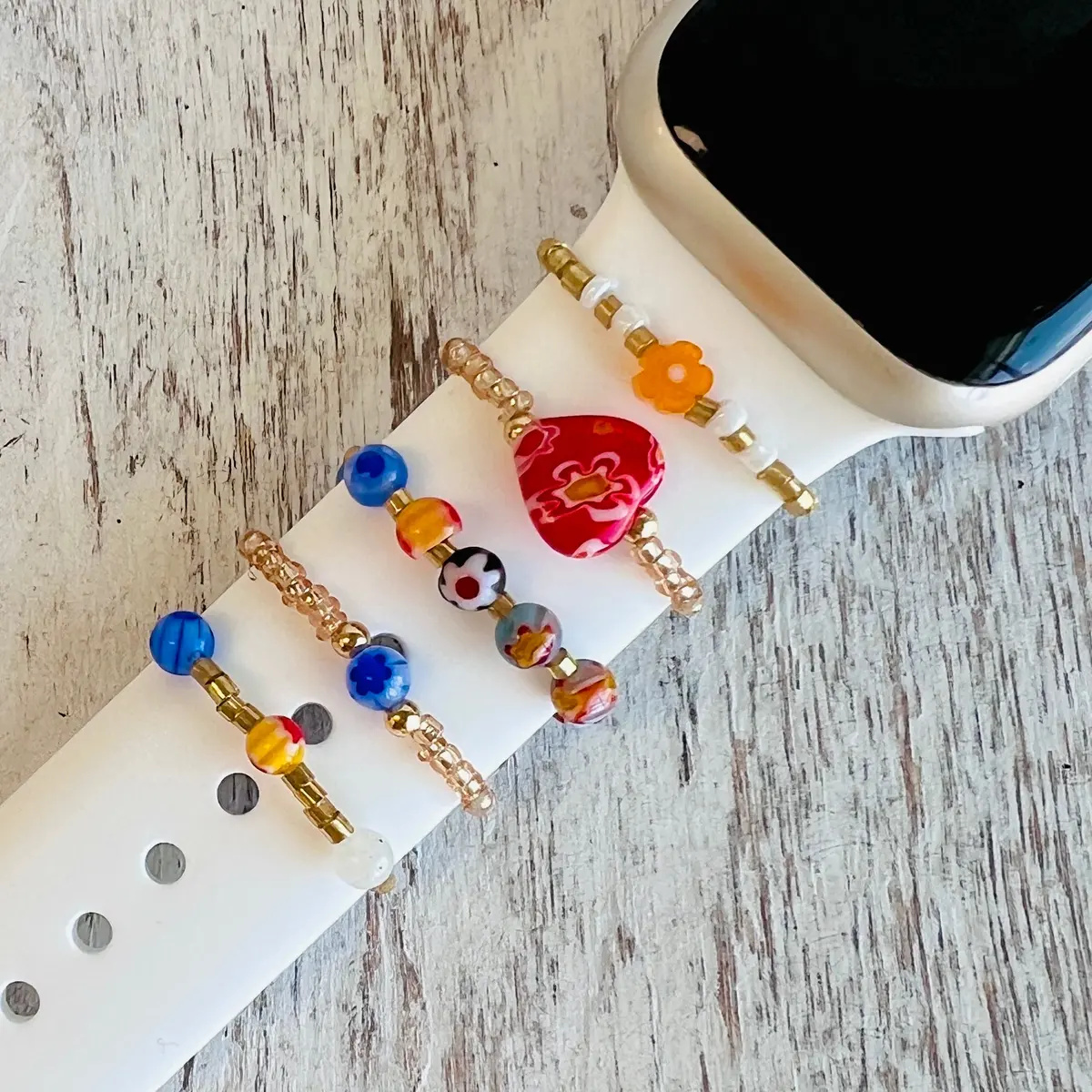 Band Bling 5Pc Stack Beaded Boho-Heart Blossoms 1