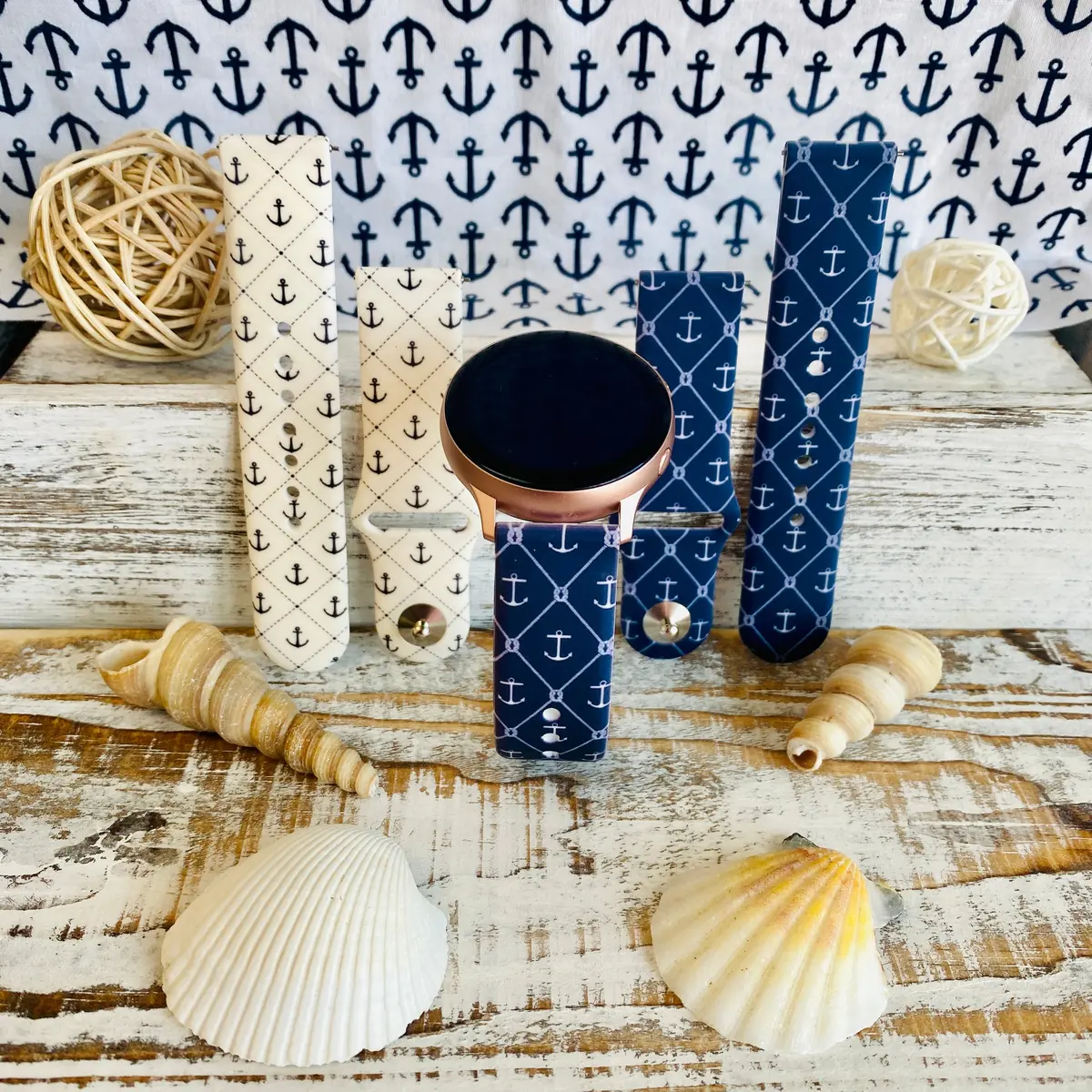 Nautical Anchor Print Silicone Band For Samsung Watch Two Colors Available 1