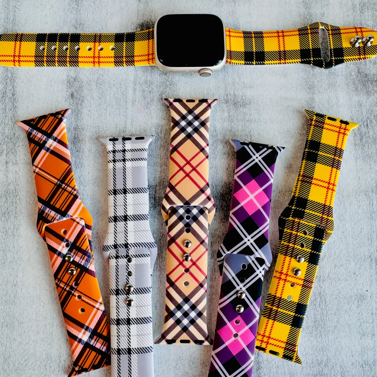 Fancy Plaid Print Silicone Band For Apple Watch Multiple Colors Available 1