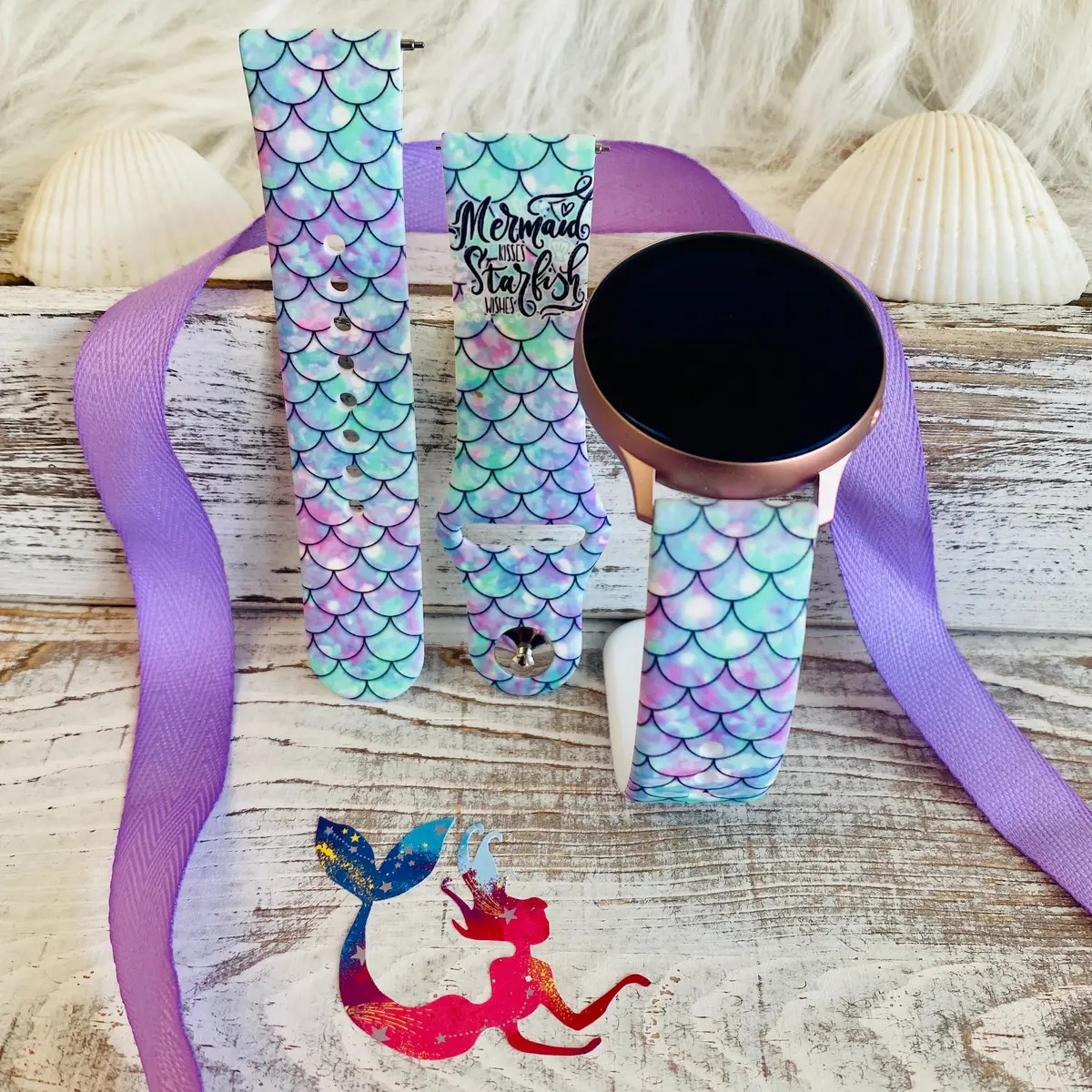 Mermaid Kisses Print Silicone Band For Samsung Watch 1