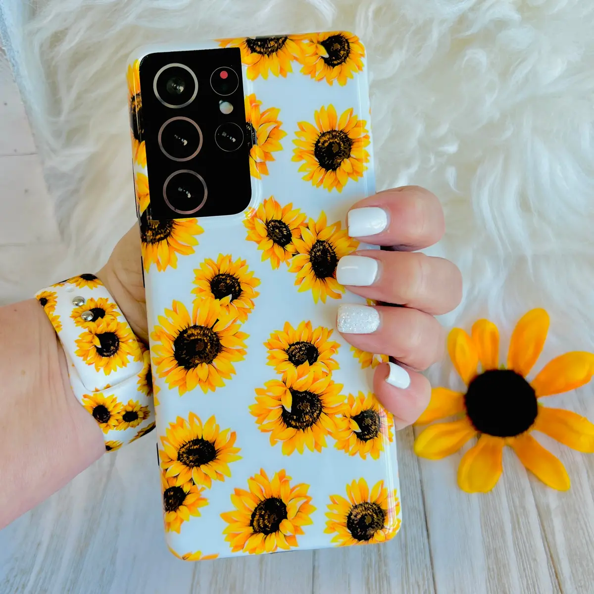 Sunflower White Background Cell Phone Case For Samsung Galaxy 1
