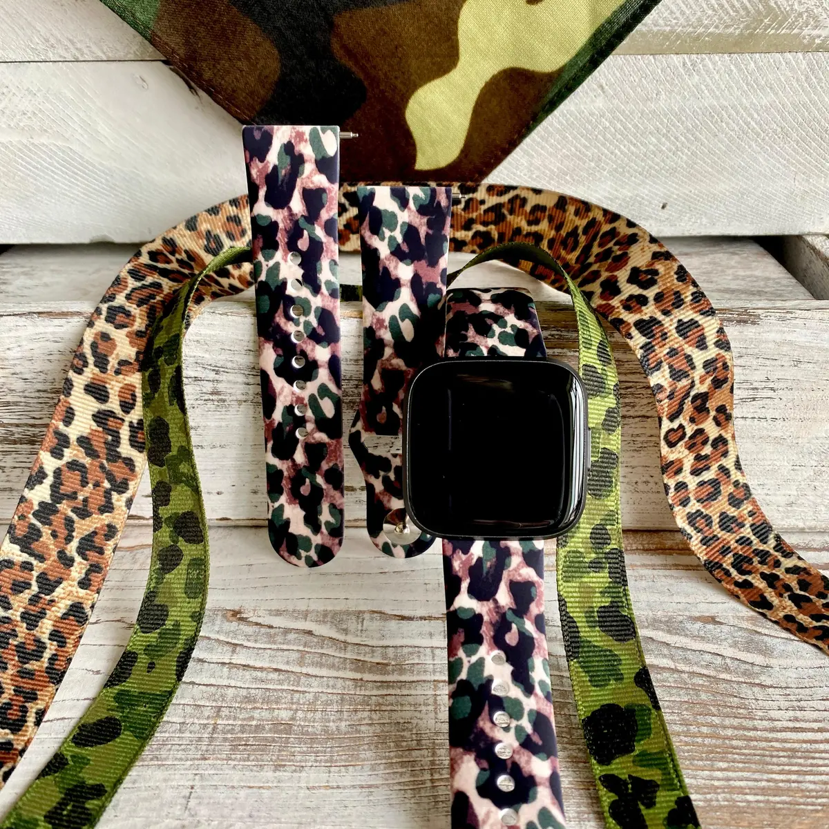 Camo Leopard Print Silicone Band For Fitbit Versa 1/2 1