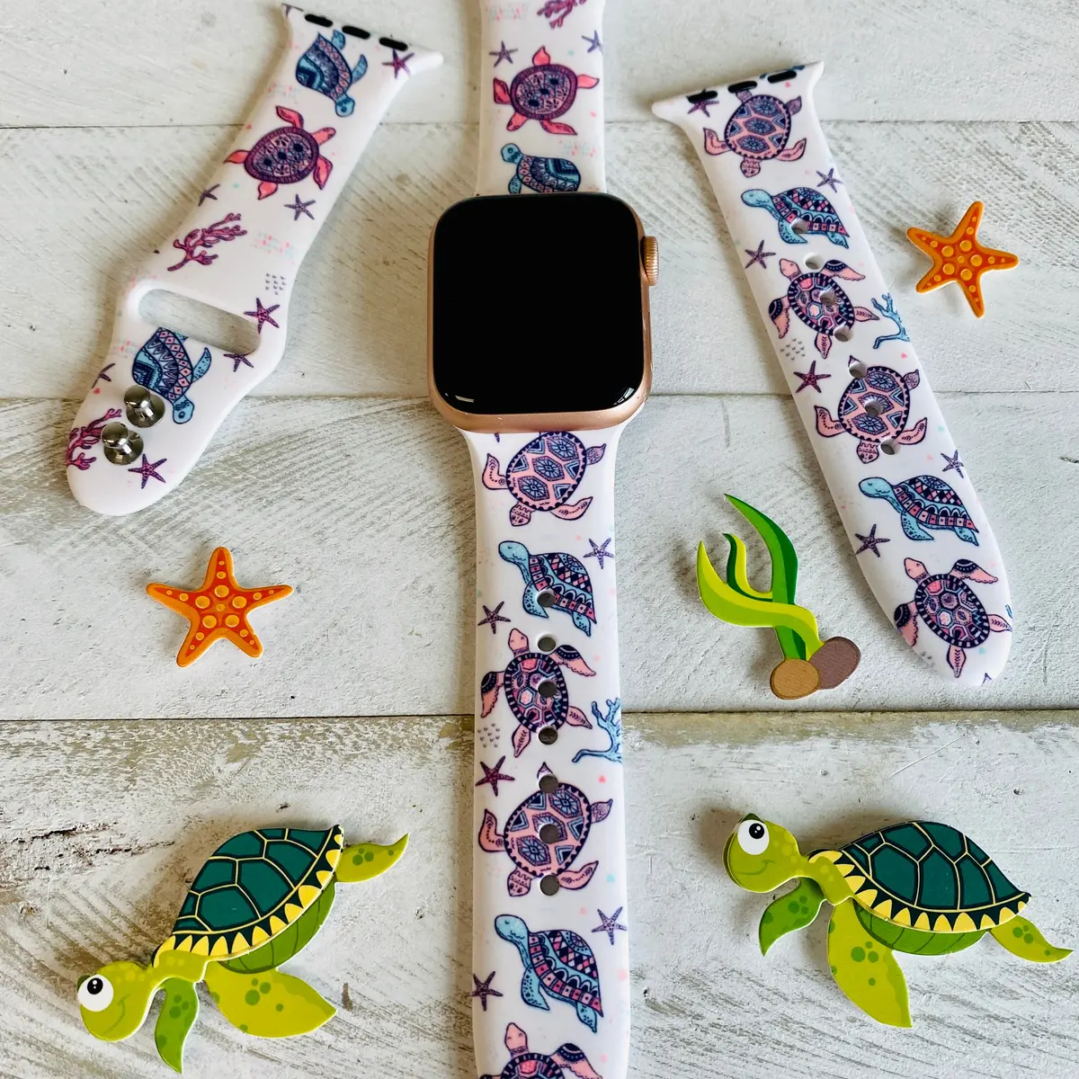Sea Turtle Print Silicone Band For Apple Watch 1