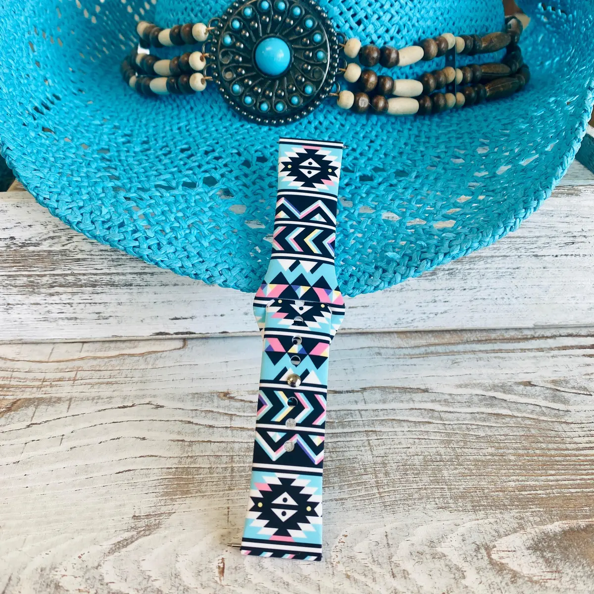 Boho-Chic Turquoise Print Silicone Band For Samsung Watch 3