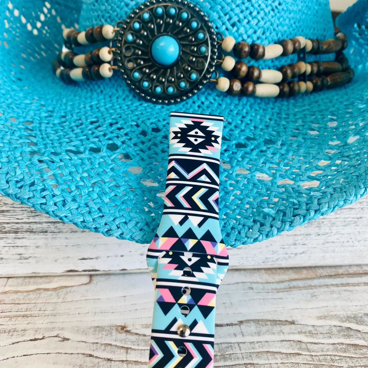 Boho-Chic Turquoise Print Silicone Band For Samsung Watch 2