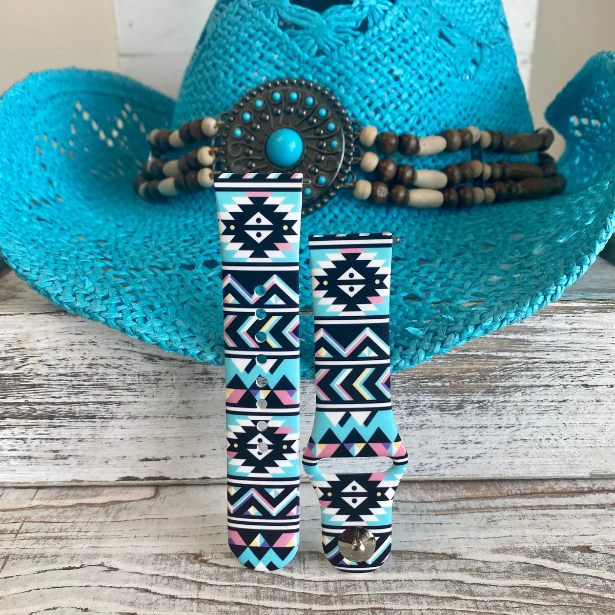 Boho-Chic Turquoise Print Silicone Band For Samsung Watch 4