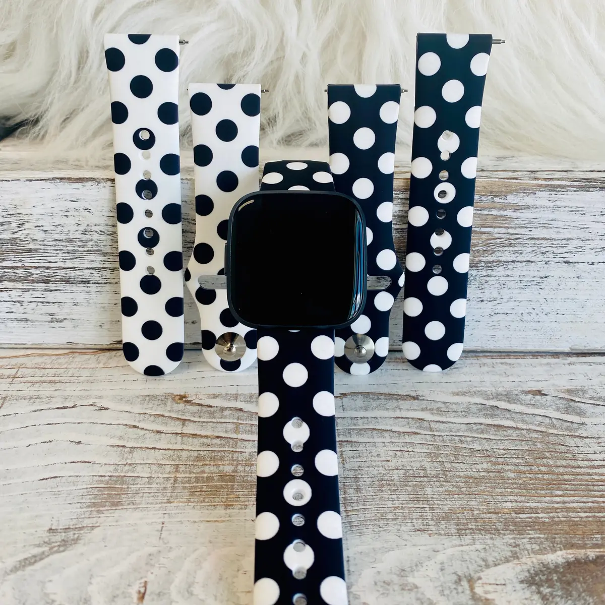 Polka Dot Print Silicone Band For Fitbit Versa 1/2 Multiple Colors Available 1