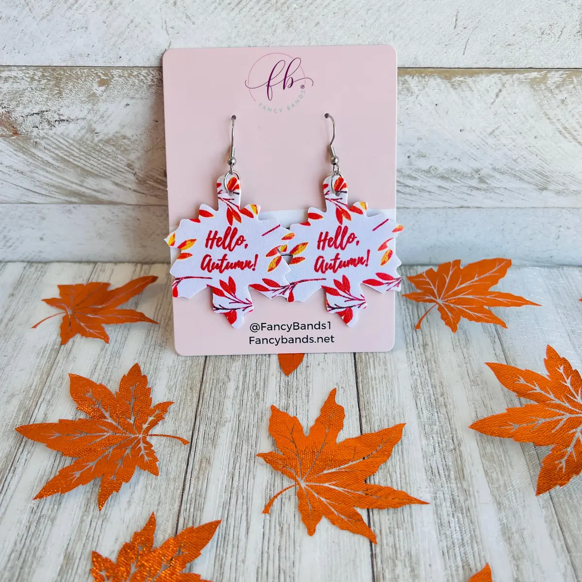 Hello Autumn Shaped Faux Leather Drop Ear Bling 1