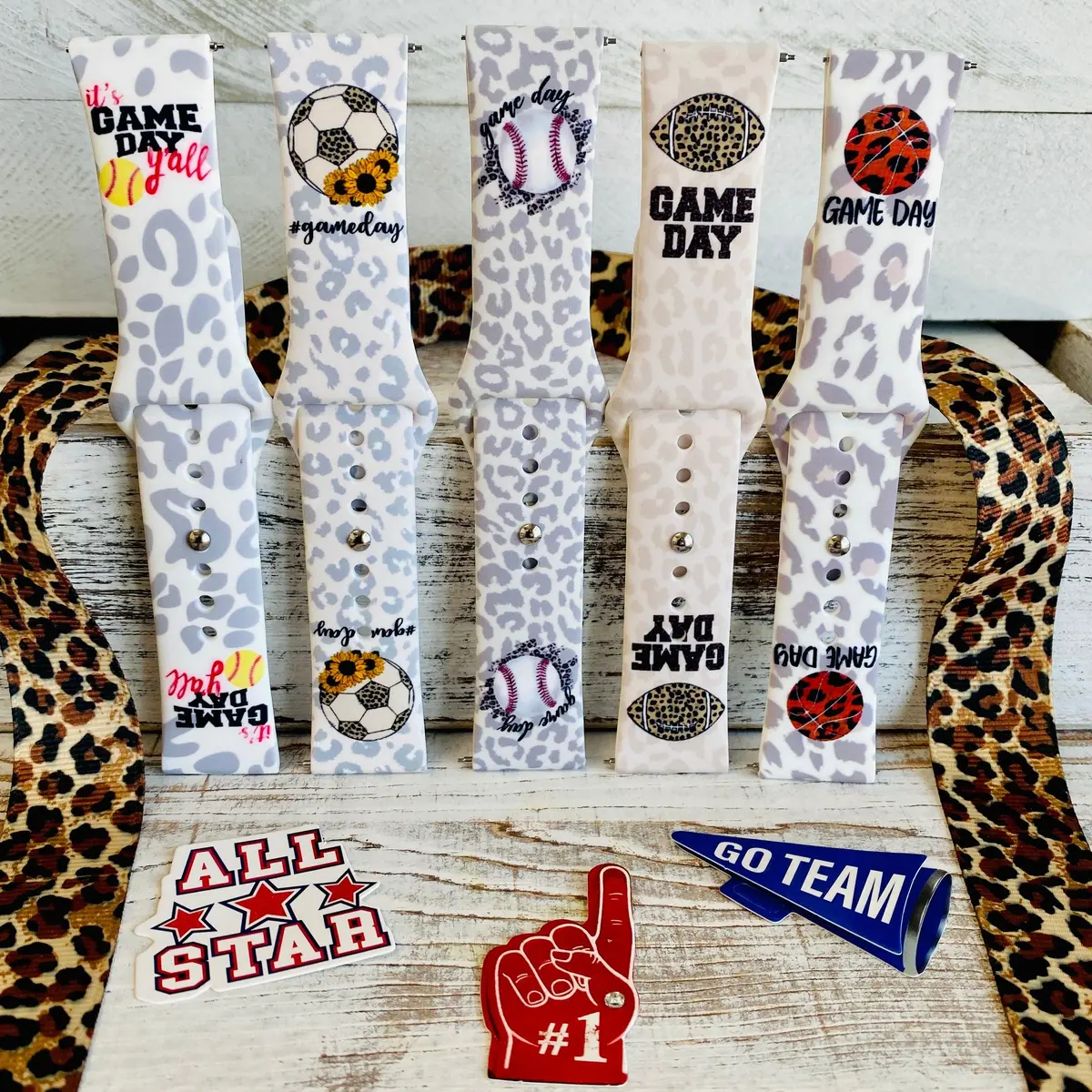 Game Day Print Silicone Band For Fitbit Versa 1/2 Multiple Prints Available 1
