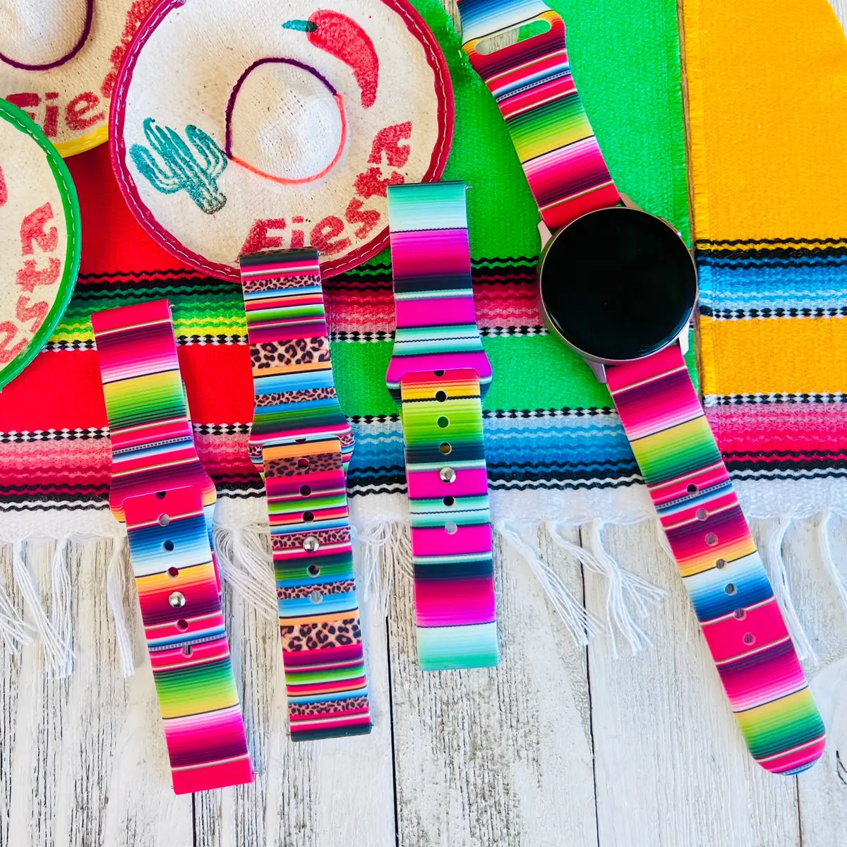 Sarape Blanket Print Silicone Band For Samsung Watch Multiple Colors Available 1