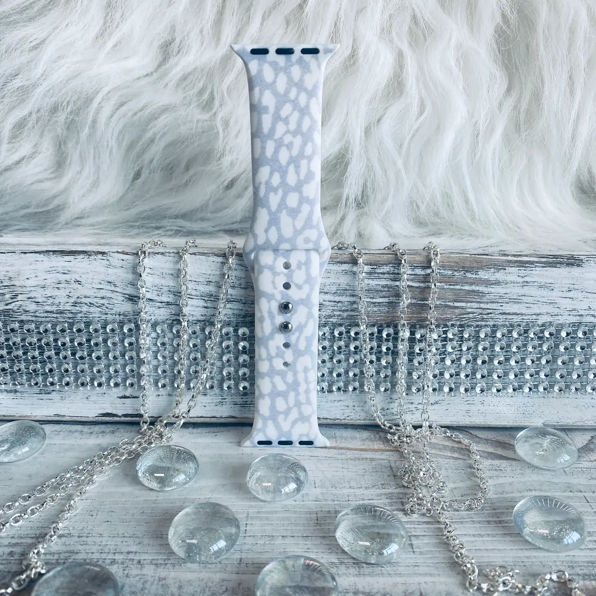 Snow Leopard Print Silicone Band For Apple Watch 2
