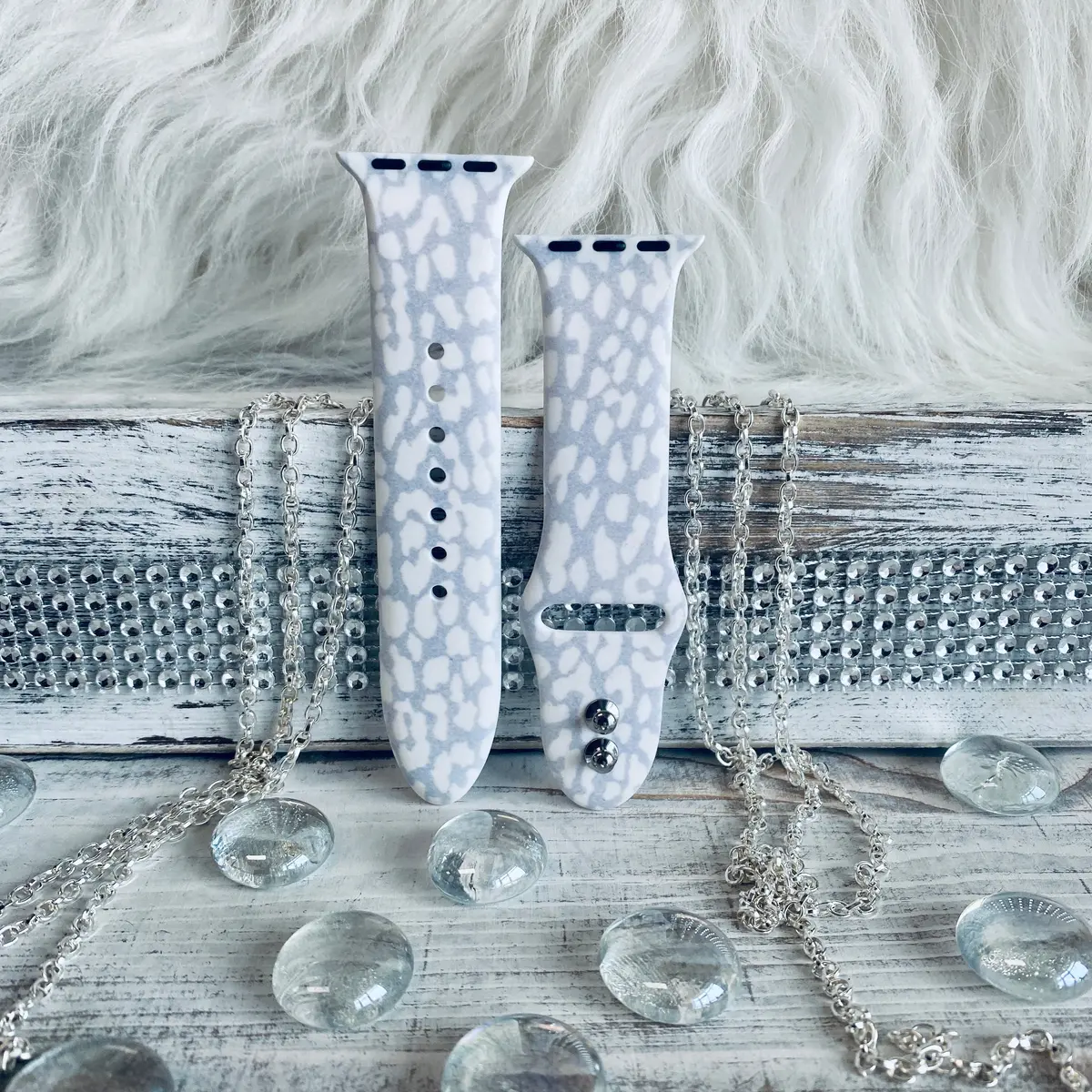 Snow Leopard Print Silicone Band For Apple Watch 4