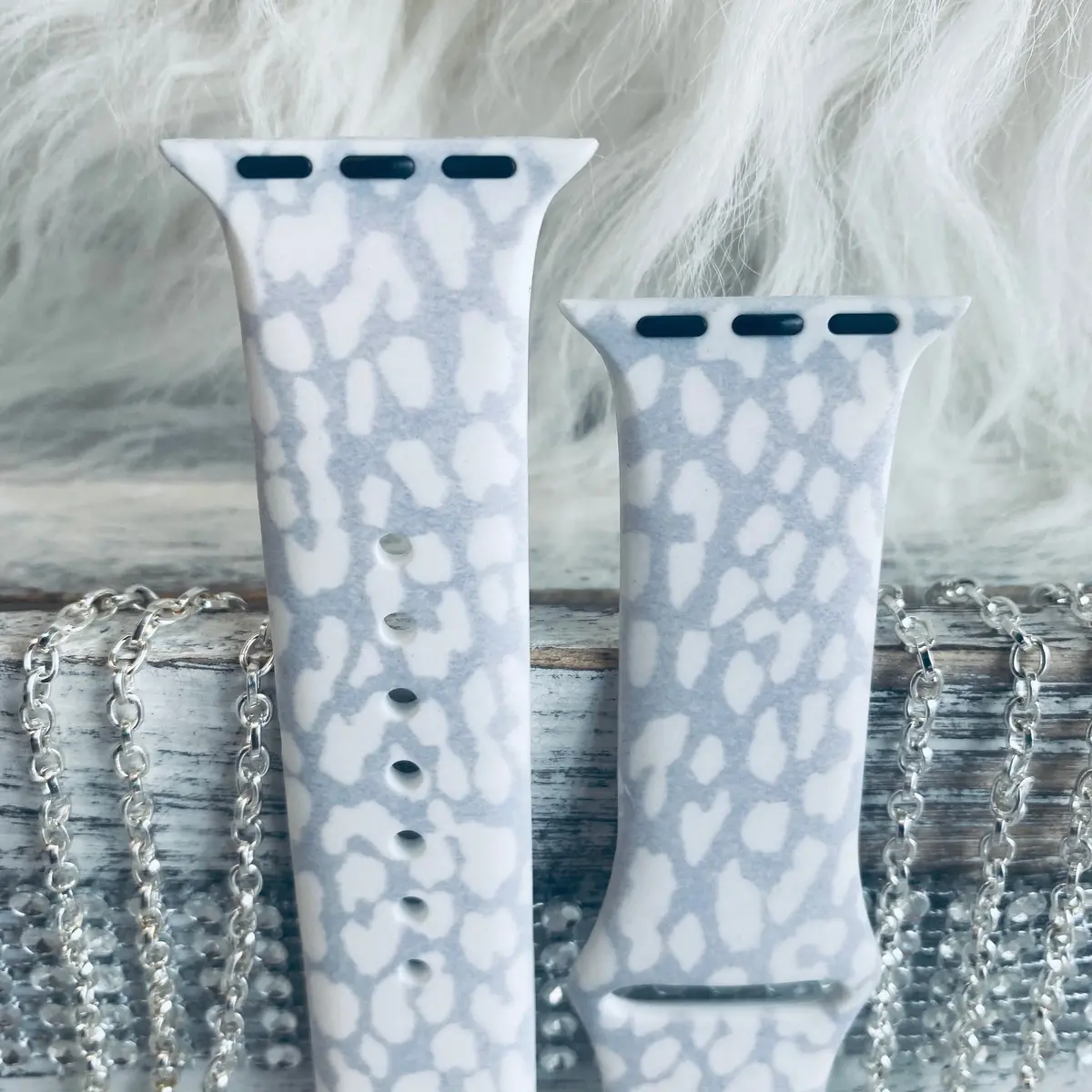Snow Leopard Print Silicone Band For Apple Watch 3