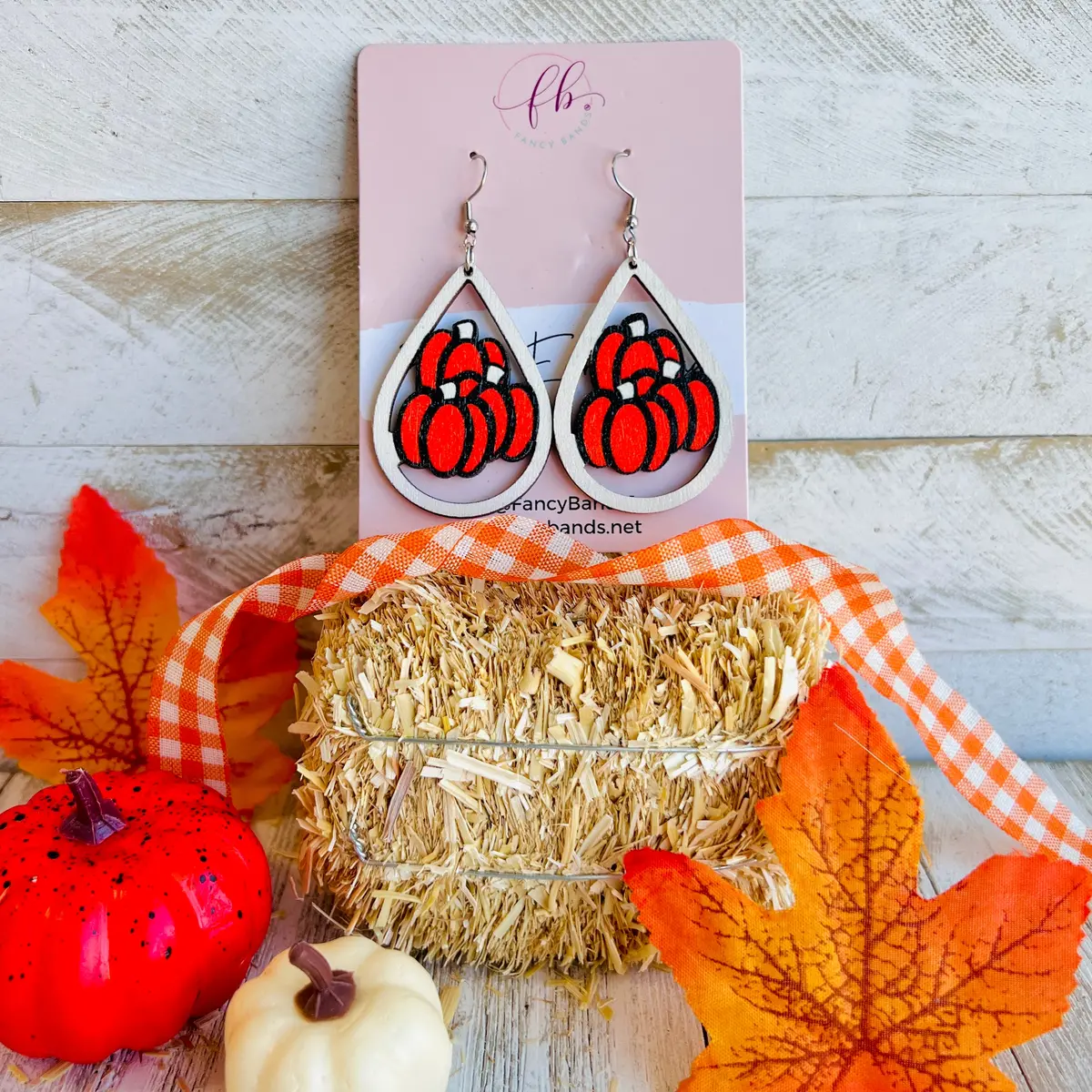 Pumpkin Patch Wooden Drop Ear Bling 1