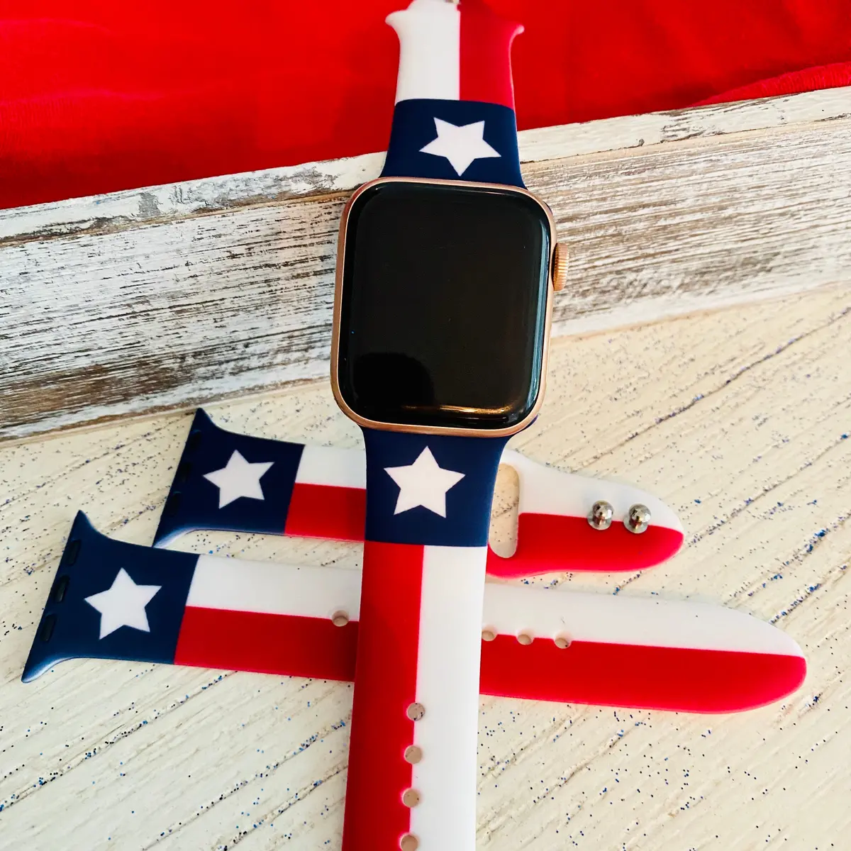 Texas Flag Print Silicone Band For Apple Watch 1